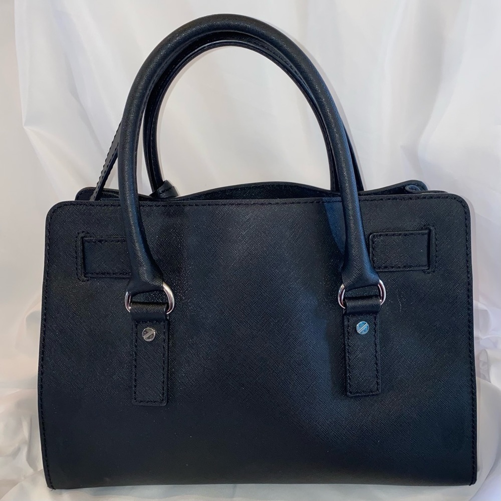 Michael Kors Hamilton Saffiano Black Leather Satchel w/Crossbody Shoulder Strap - Picture 3 of 16